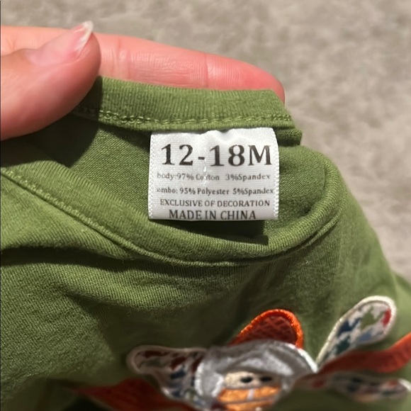 Green Turkey Print Kids One Piece - Picture 2 of 4